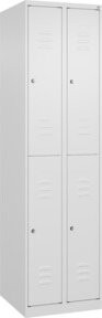 C+P Doppelstock-Spind Classic PLUS mit 2 Abteilen, Weiß, B/T/H: 50 x 50 x 185 cm, mit Zylinderschloss und Garderobenstange - Bild 1