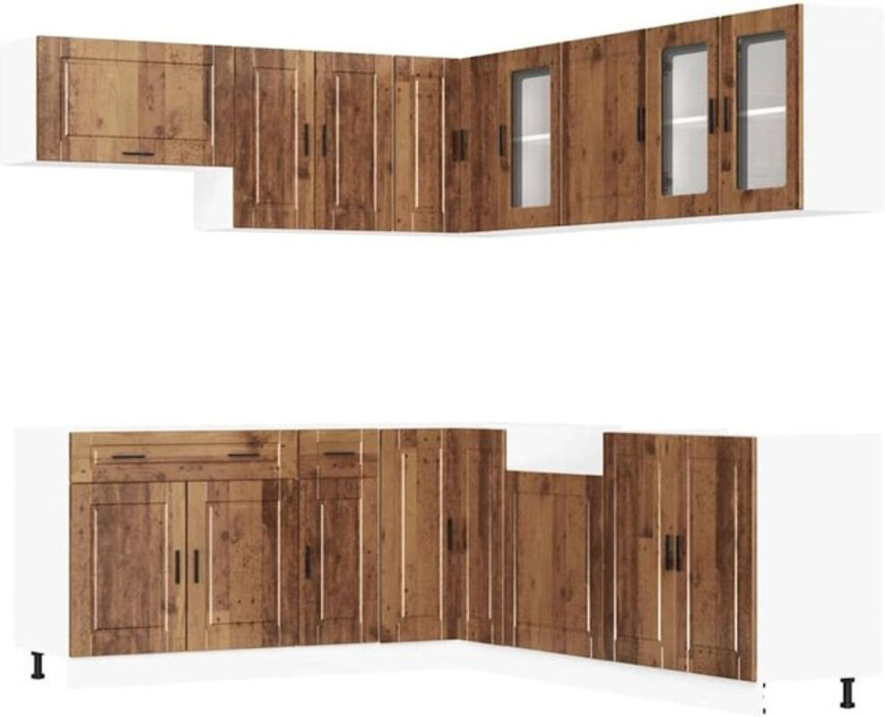11-tlg. Küchenzeile Porto Landhausstil in Braun von vidaxl - Bild 1