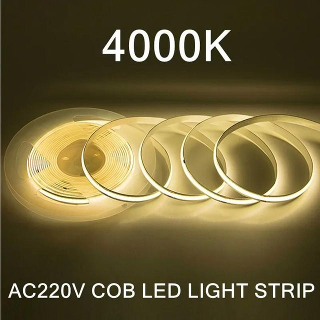 OuuZuu COB LED Streifen 220V mit 240 LEDs, Flexibles Bandlicht in Weiß, Hohe Helligkeit RA95, Smart IC Lineare Beleuchtung - Bild 1