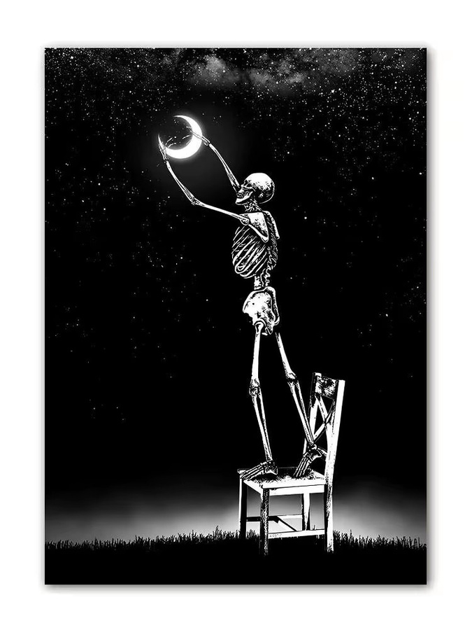 Selbstklebendes Wandkunst Poster Potdemiel Totenkopf-Liebe in Schwarz, Modernes Abstract Design, Rahmenloses Papierposter - Bild 6