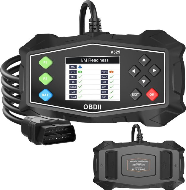 QuickFit Auto OBD2 Scanner Diagnose Code Leser in Schwarz für alle OBDII Autos ab 1996 mit Batterietester und Modus 6, 8 & I/M Bereitschaft - Bild 1