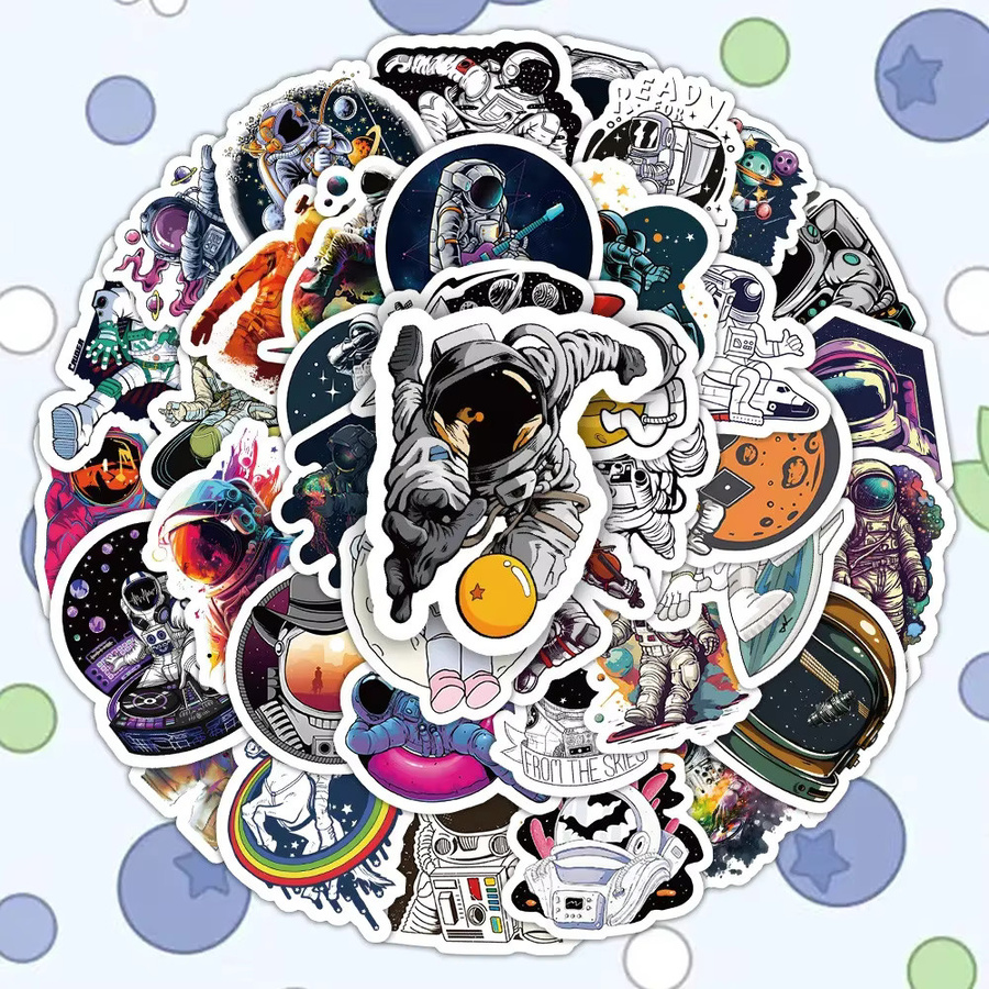 60-teiliges Astronauten Aufkleber-Set aus Papier in Multicolour von Anime Worlds Store - Bild 2