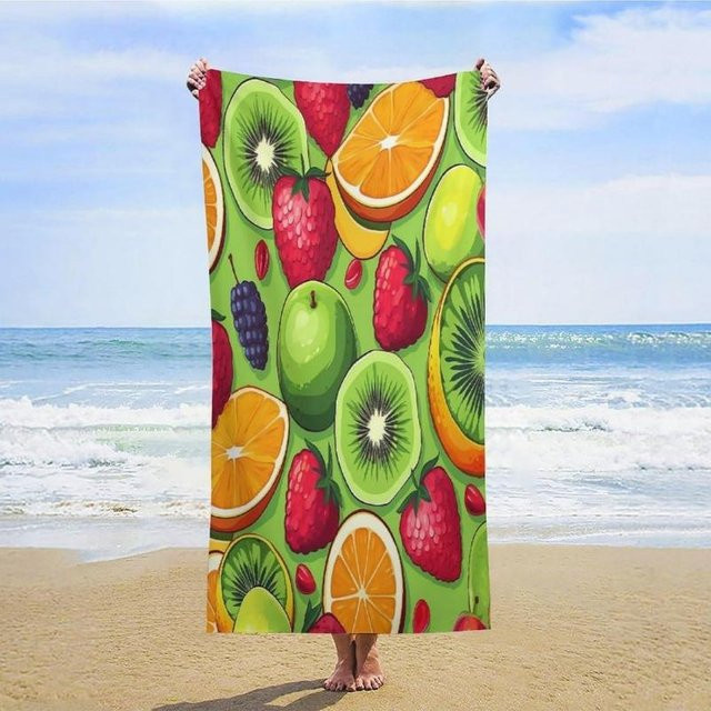 Shanika Chen Strandtuch mit Früchte-Motiv, Multicolor, Mikrofaser, sandfrei und schnelltrocknend, B: 40 cm, H: 60 cm - Bild 1