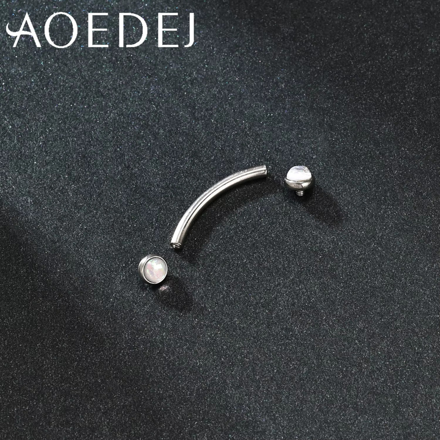 AOEDEJ Bauchnabelring Edelstahl, Silber, Kristall, Unisex - Bild 2