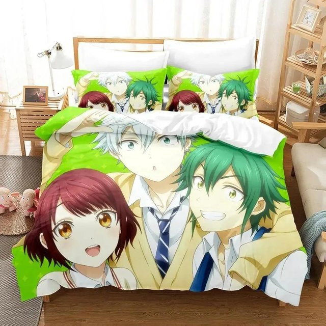 Yamada-kun und die sieben Hexen Bettwäsche-Set 3D Kawaii Anime Design, dreiteiliges Schlafzimmer-Set für Erwachsene und Kinder, Breite: 135 cm, Länge: 200 cm - Bild 1
