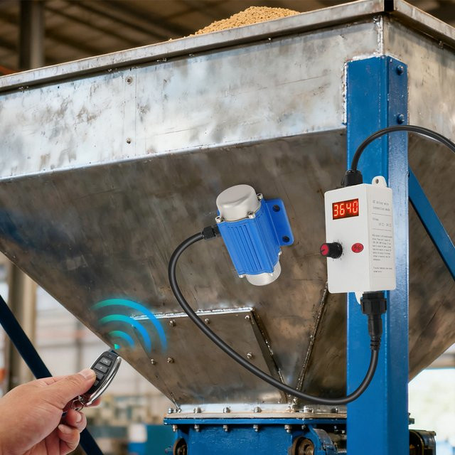 Bymaocar Bürstenloser 9-Gang-Vibrationsmotor mit Fernbedienung, 30 W, 12 V, IP65, 0–7000 U/min für industrielle Anwendungen wie Bergbau, Förderbänder und Lebensmittelsprühgeräte - Bild 1