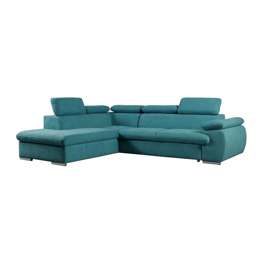 Vente-unique Schlafsofa Fabien in Türkisblau mit L-Form und Schlaffunktion - Bild 2