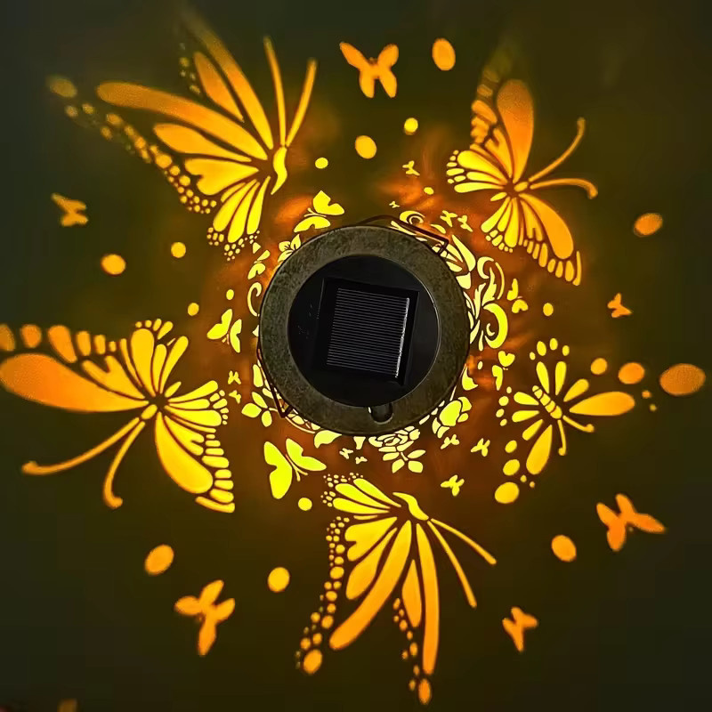 Leclstar Solarbetriebene Schmetterlings-LED-Laterne aus Metall als dekorative Hängeleuchte für Garten und Außenbereich - Bild 4