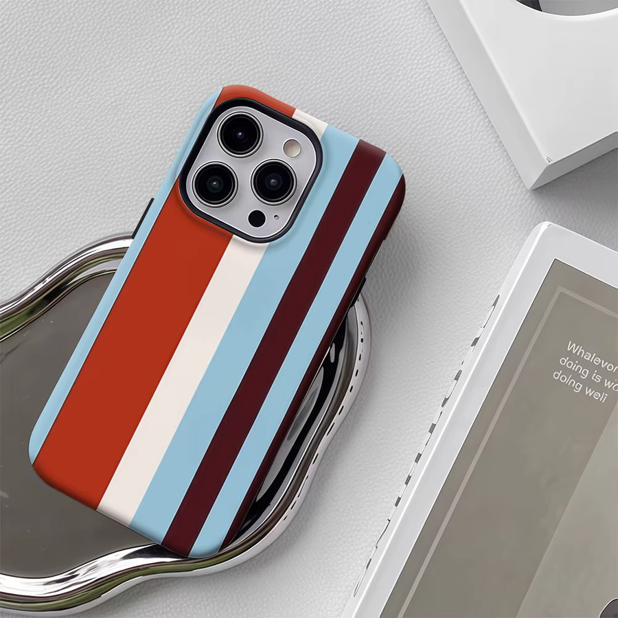 Luxuriöse doppellagige Handyhülle für Apple iPhone mit bunten vertikalen Streifen in Multicolour - Bild 3