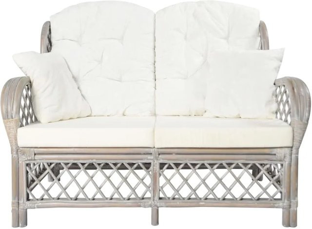 vidaXL 2-Sitzer-Sofa in Grau aus Rattan mit Polsterkissen - Bild 1