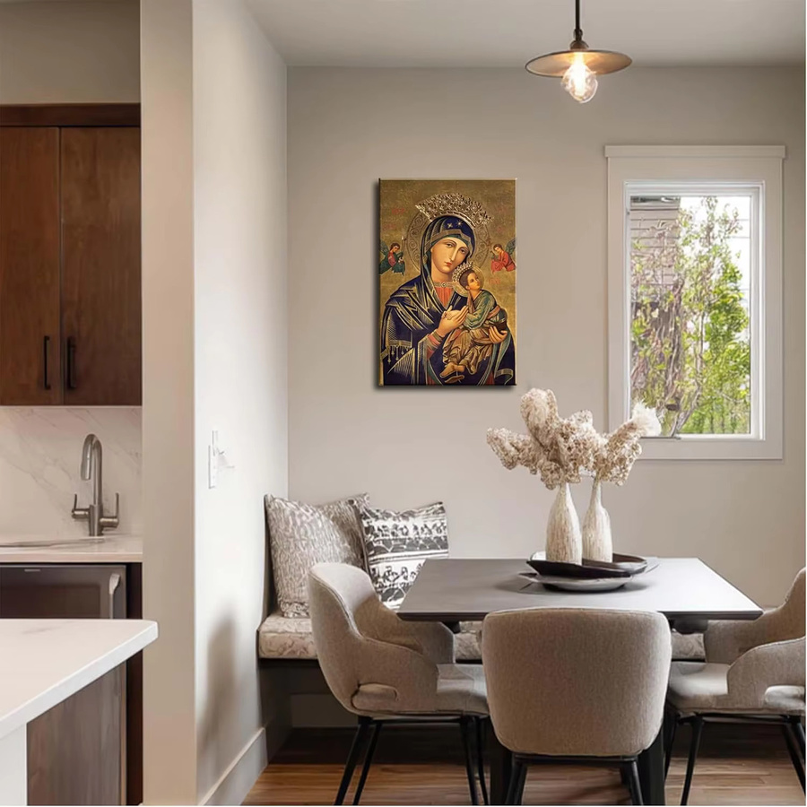 Russisch-Orthodoxe Ikone Heilige Jungfrau der Unerschleimlichen Hilfe Wandkunst als Poster mit Maria und Jesus in Mehrfarbig - Bild 2