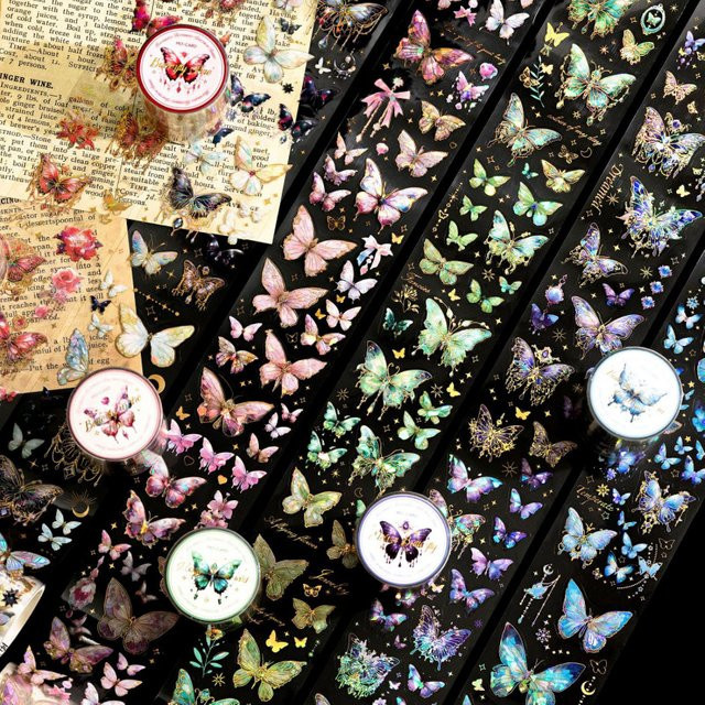 Holografisches Schmetterlings-PET-Washi-Tape in Multicolour für Scrapbooking und Tagebuchdeko - Bild 1