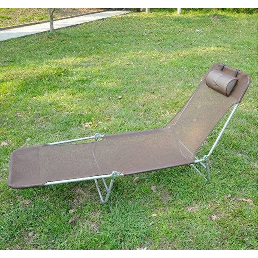 Outsunny Sonnenliege aus Stahl und Textilene in Braun mit verstellbarer Kopfstütze, B/T/H: 56 x 24,5 x 182 cm - Bild 3