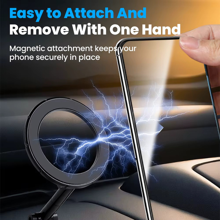 Elough Magnetischer Handyhalter für das Auto, Faltbarer Saughalter mit 360 Grad Drehung in Schwarz - Bild 3