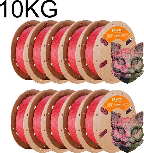 ERYONE PLA Matt Tricolor Filament 1,75mm für FDM-3D-Drucker, Multicolour (Blau, Gelb, Lila), 10kg - Bild 1