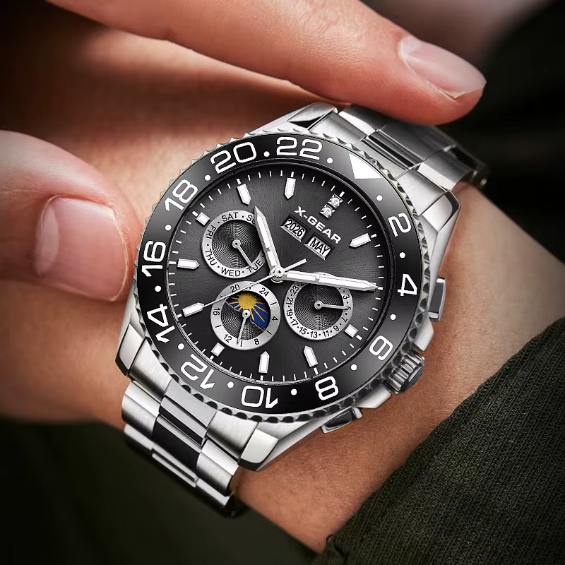 X-GEAR Armbanduhr Automatik, Edelstahl, Schwarz, Herren - Bild 2