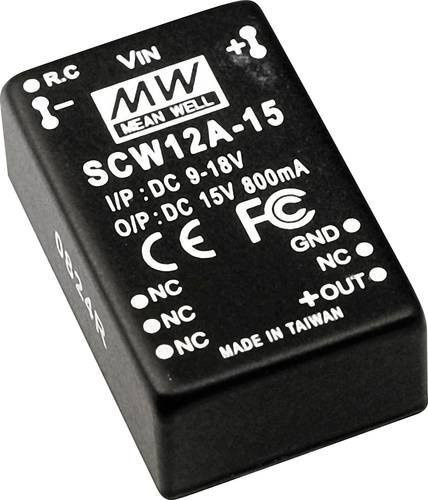 Mean Well MW SCW12C-05 DC/DC-Wandler 12W in Schwarz mit 1 Ausgang - Bild 1