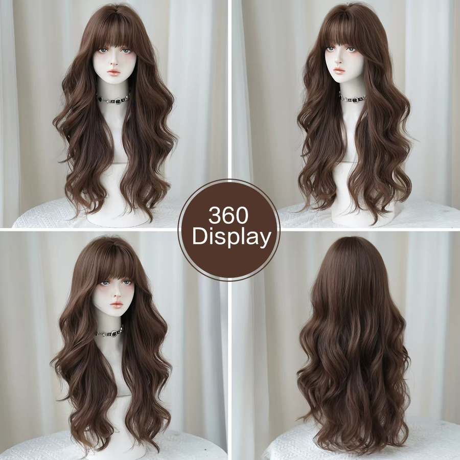 7JHH WIGS Perücke, lange lockige Wellen, kaffeebraun, Damen - Bild 2