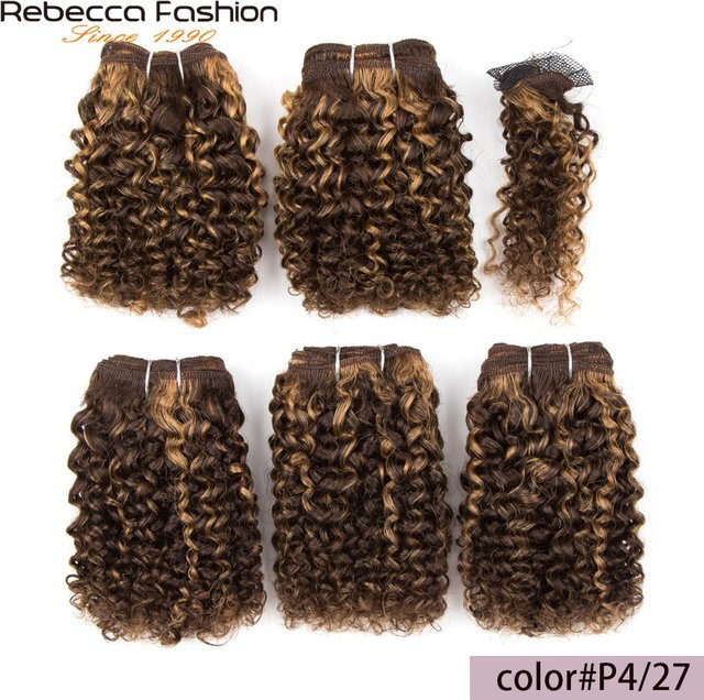 Rebecca Youth Kinky Curl Echthaar-Bündel, 6 Zoll, 5 Stück, P4/27 Highlight - Bild 1
