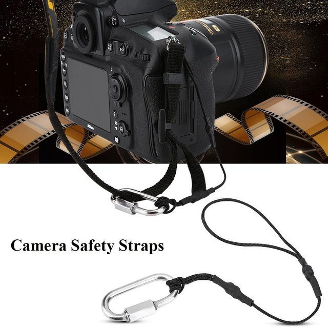 Andoer Kamera-Trageband Sicherheitsseil mit Clip-Haken für DSLR und spiegellose Kameras, Schwarz - Bild 1