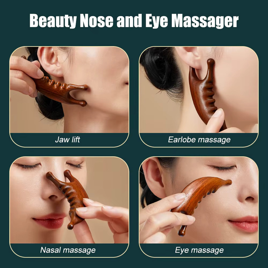 STAWHO Gua-Sha-Werkzeug aus Naturholz, Gesicht, Körper und Kopfhaut, Unisex - Bild 5