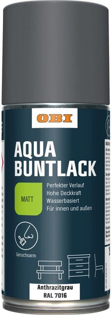 OBI Buntlack Spray Anthrazit RAL 7016 matt, wasserbasiert, 150 ml - Bild 1