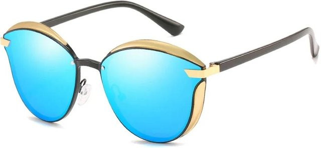 Sonnenbrille Cat Eye, Metall, Vollrand, Blau, Damen - Bild 1