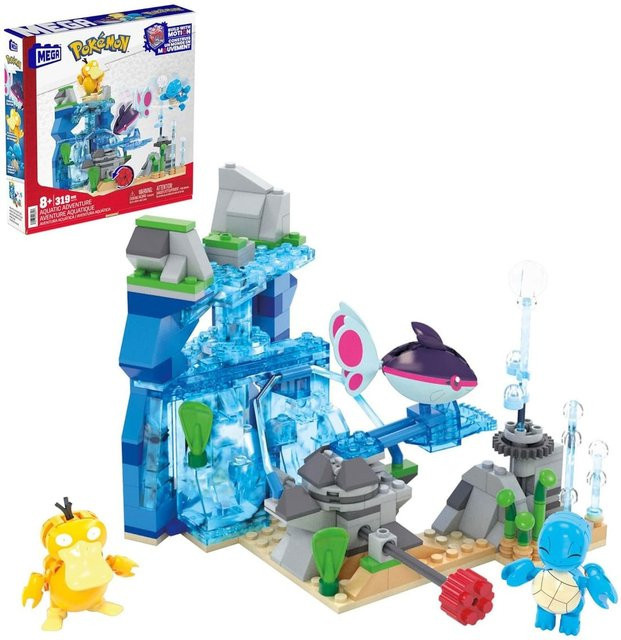 Mattel Pokémon Wasserabenteuer mit Schiggy, Enton & Finneon, Bauset, 319 Teile, ab 8 Jahren - Bild 1