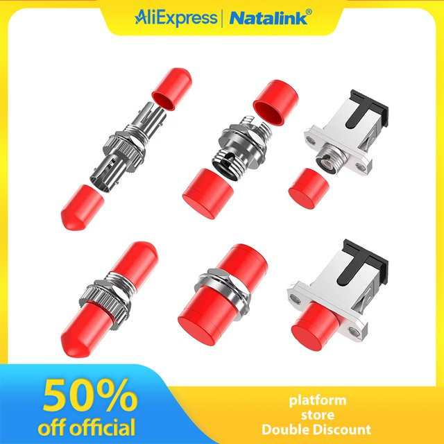 Natalink Glasfaser-Koppler-Adapter D-Typ Set, 6 Stück, FC ST SC Stecker für Server-Rack-Patch, Farbe: Rot - Bild 1