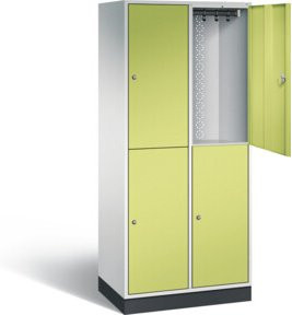 C+P Spind doppelstöckig XL Intro mit Türen, Korpus Lichtgrau und Front Viridingrün, H x B x T: 195 x 82 x 49 cm - Bild 1