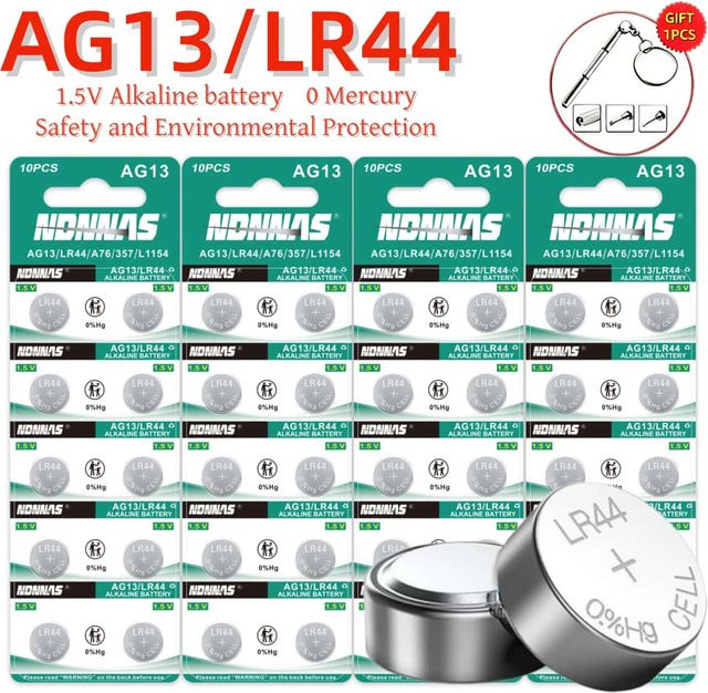 WHITECRANE Knopfzellenbatterien AG13 LR44 357 303 SR44 L1154F A76 in Silber für Uhren, Blutzuckermessgeräte und Spielzeug - Bild 1