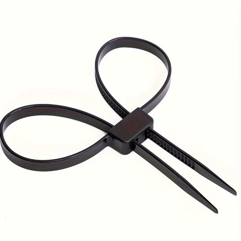 4 Stück Nylon-Kabelbinder mit doppeltem Loch in Schwarz, rutschfest und aus Kunststoff für Haushalt und Frachtstationen - Bild 2