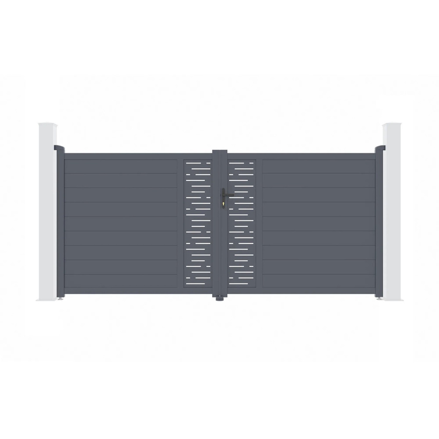 Casanoov Elektrisches Flügeltor Arlberg aus Aluminium in Grau inklusive Ranger B150 Drehtorantrieb, Breite: 355 cm, Höhe: 161 cm - Bild 2