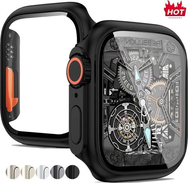 HUBANDE Displayschutzfolie und hartes PC-Gehäuse für Apple Watch 46 mm, 44 mm, 45 mm, 41 mm, 40 mm sowie iWatch 10, 9, 8, 7, 6 in Weiß - Bild 1