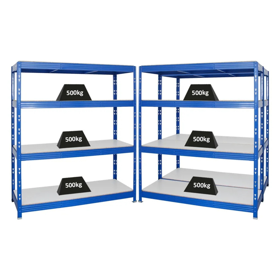 3er Set PROREGAL Rhino Profi Schwerlastregal Blau, H x B x T: 180 x 160 x 60 cm, mit 4 verstellbaren Melamin-Ebenen und 500 kg Fachlast - Bild 2