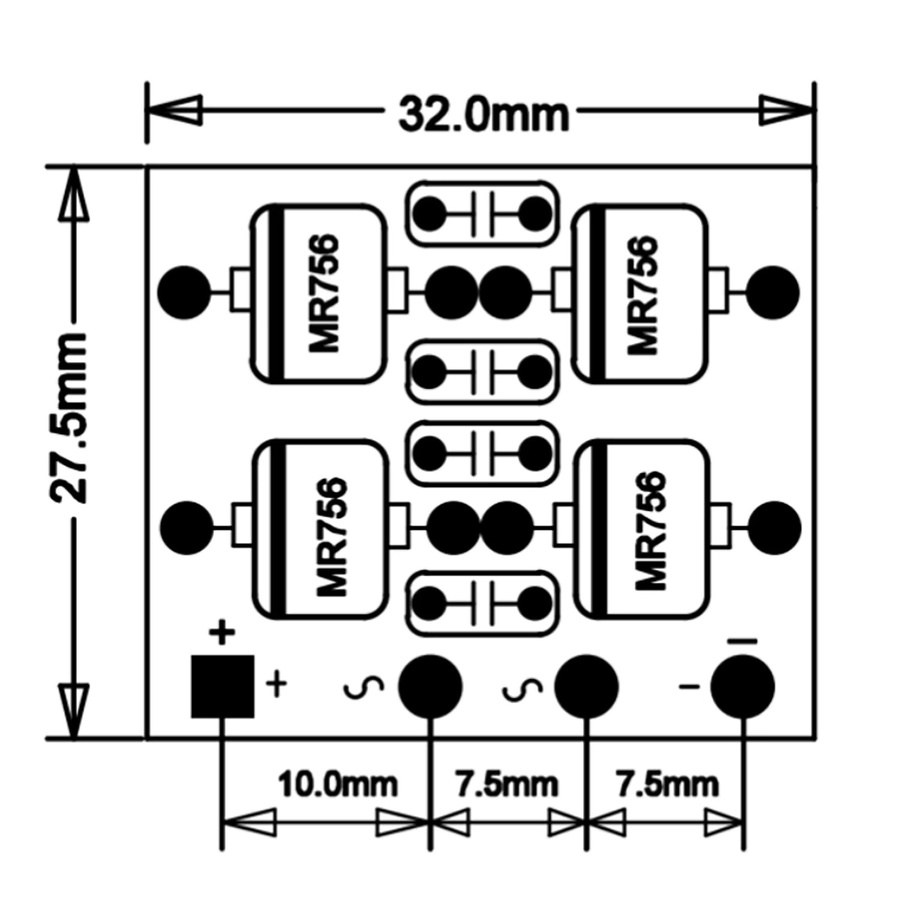 Dykbcells MR756/MR760 Hi-Speed Gleichrichterbrücke 12A 600V Fast Recovery für Hi-Fi-Audio-Netzteile D25XB60 - Bild 3