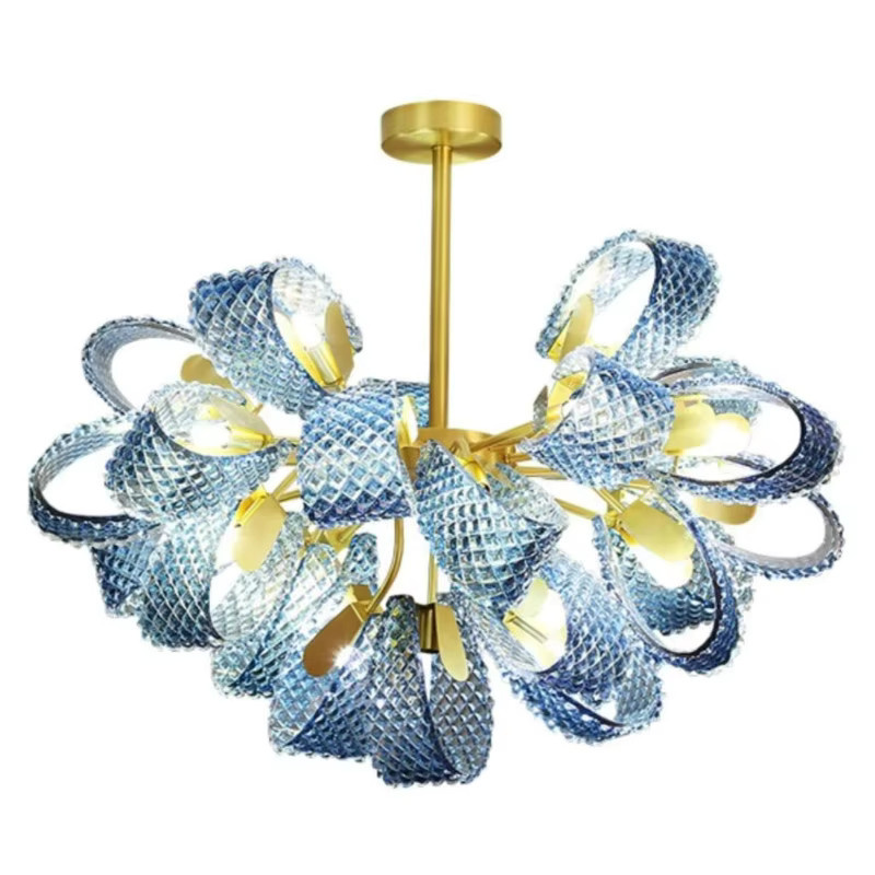 ZIMULONG LED Hängelampe Blaue Blume in Blau und Gold/Messing für Wohnzimmer und Esszimmer - Bild 5