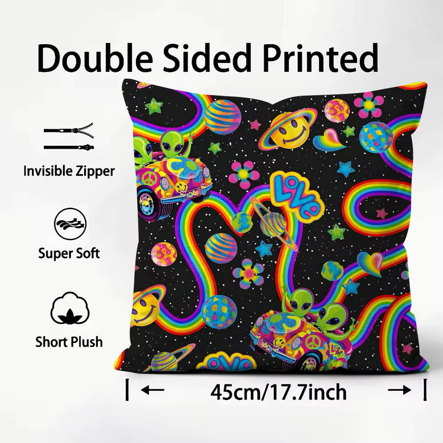 L-Lisa Frank Kissenbezug mit Grafikmuster in Schwarz und Multicolour, B/T/H: 30 x 30 x 30 cm - Bild 3