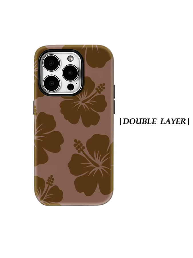 Potdemiel Magnetische Handyhülle Brown Tone Hibiscus für iPhone 17 16 15 14 13 Pro Max Plus Tough Case Double-Layer - Bild 5