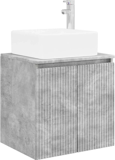 vidaXL Wandmontierter Waschtisch in Betongrau mit mattem Stein-Design, B/T/H: 49,5 x 41 x 63 cm - Bild 1