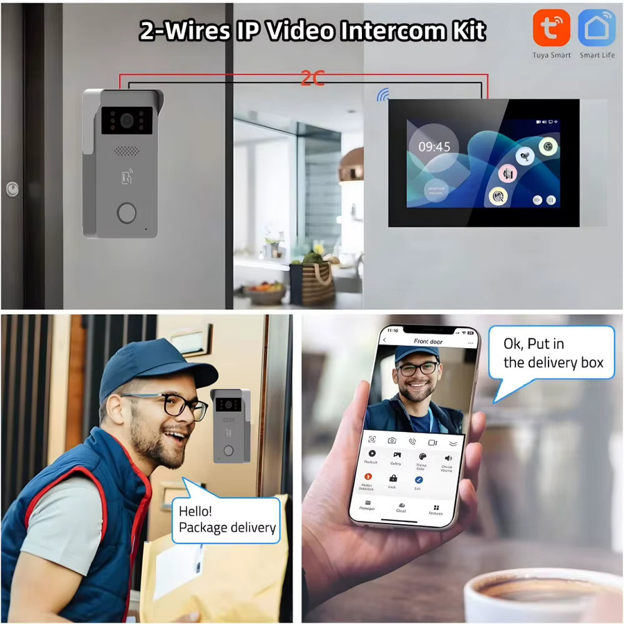 Smart Home Video-Gegensprechanlage mit 7 Zoll Farb-Touchscreen und 1080P WLAN Kamera via Tuya App - Bild 4