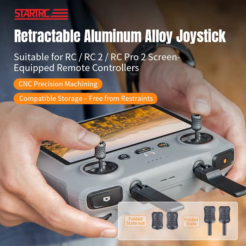 Faltbarer Metall-Verlängerungs-Joystick in Grau für DJI RC2 und DJI RC Pro Fernbedienungen, kompatibel mit DJI Neo, Mini 5 Pro, Mavic 4 Pro und Avata 360 - Bild 3