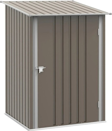 Outsunny Gerätehaus aus Stahl in Braun mit Pultdach und abschließbarer Tür, B/T/H: 100 x 103 x 160 cm