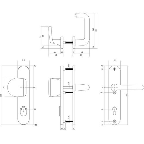 Intersteel Schutzbeschlag mit Kernziehschutz PZ 55 mm in Schwarz und Aluminium - Bild 2