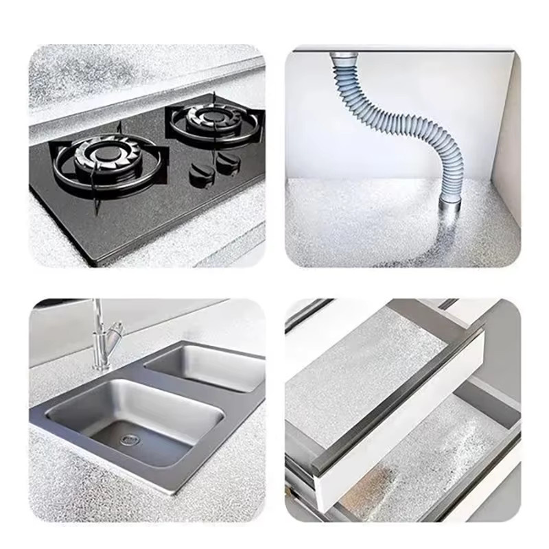 Selbstklebende Küchenaufkleber aus Aluminium von ctzszzmm in Silber, wasserfest und ölbeständig zur Dekoration von Arbeitsplatten, Schubladen, Schränken und Wänden - Bild 4