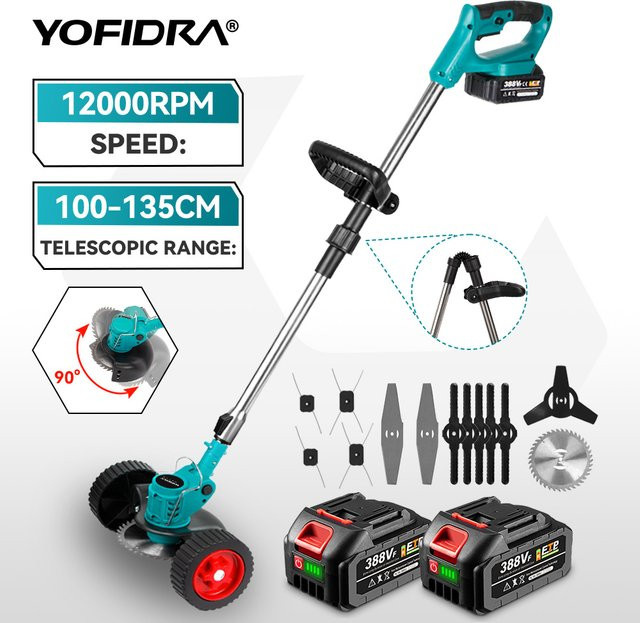 YOFIDRA Elektrischer Rasenmäher für Makita LXT 18V Akku, kabelloser Garten-Grasschneider mit 100 cm Schnittlänge - Bild 1