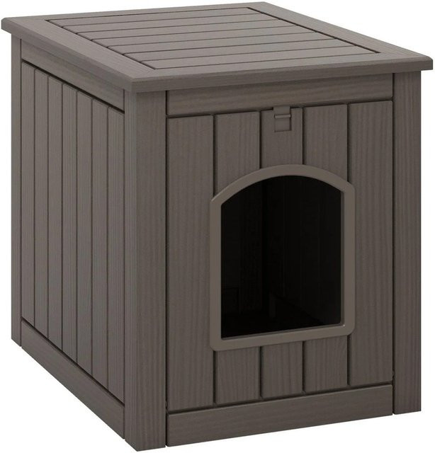Costway Katzenklo Schrank in Grau mit Klapptür und erhöhtem Boden - Bild 1