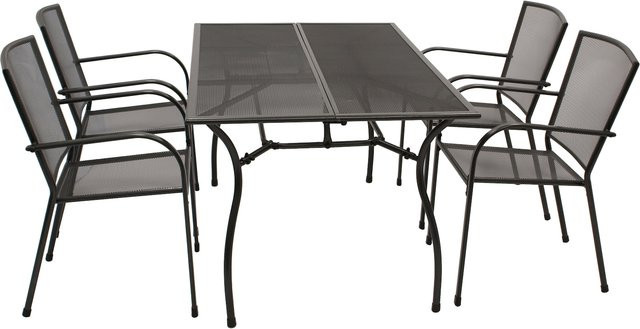 DEGAMO Gartenmöbel Garnitur CLASSIC 5-teilig aus Streckmetall in Anthrazit, Tisch Breite: 150 cm, Tiefe: 90 cm - Bild 1