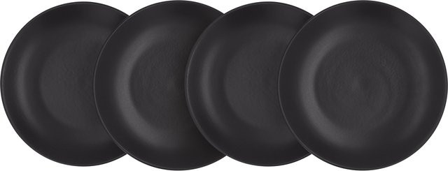 SILVERCREST Porzellan Speiseteller und Suppenteller-Set, 4-teilig, schwarz - Bild 1