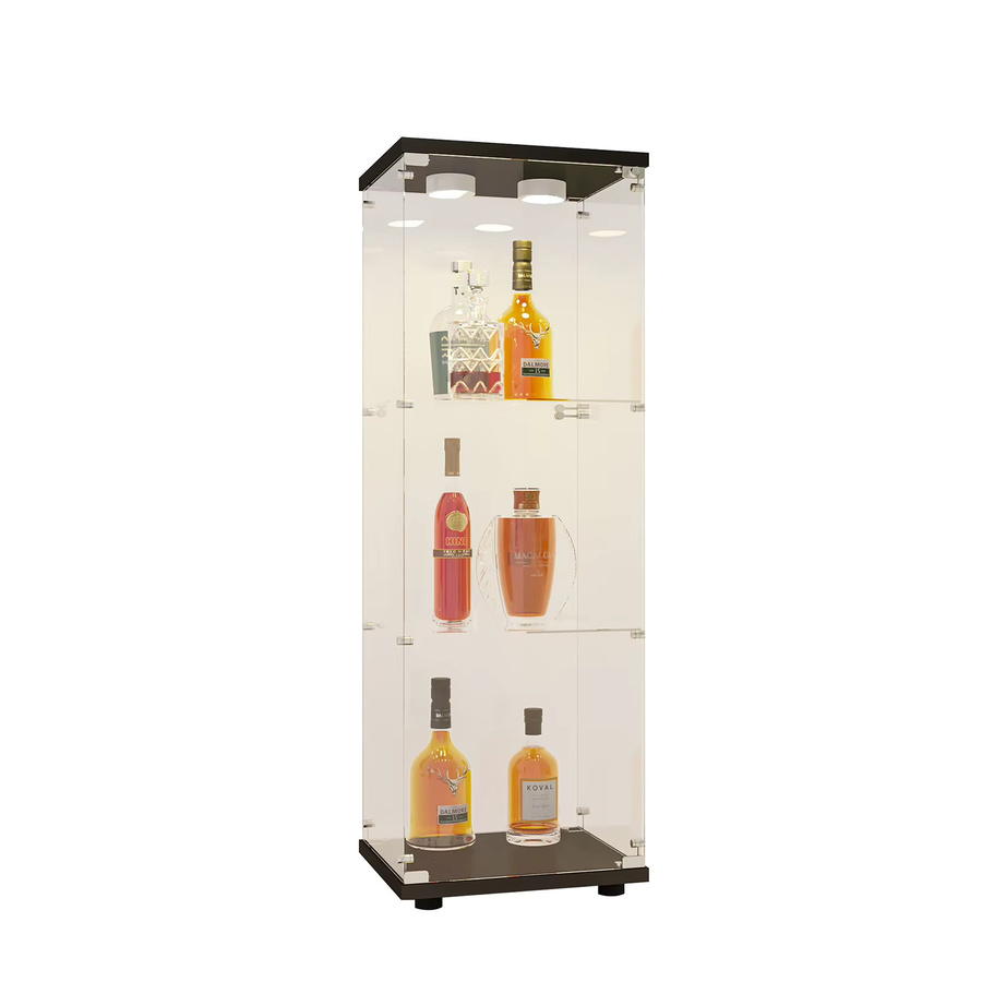 Anajqaqia Glasvitrine mit LED-Beleuchtung und Schlössern, modern, Schwarz, B/T/H: 42 x 36 x 125 cm - Bild 3